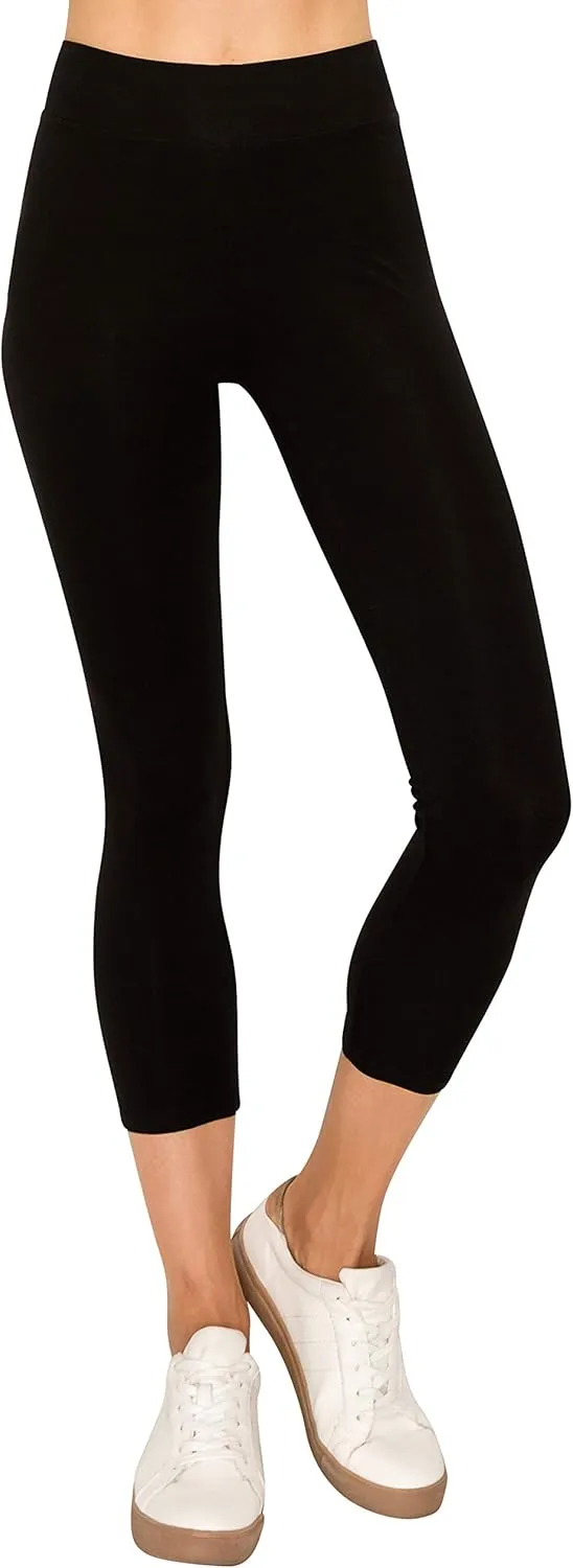 EttelLut Cotton Spandex Basic Leggings Pants-Jersey Full/Capri Regular/Plus Size