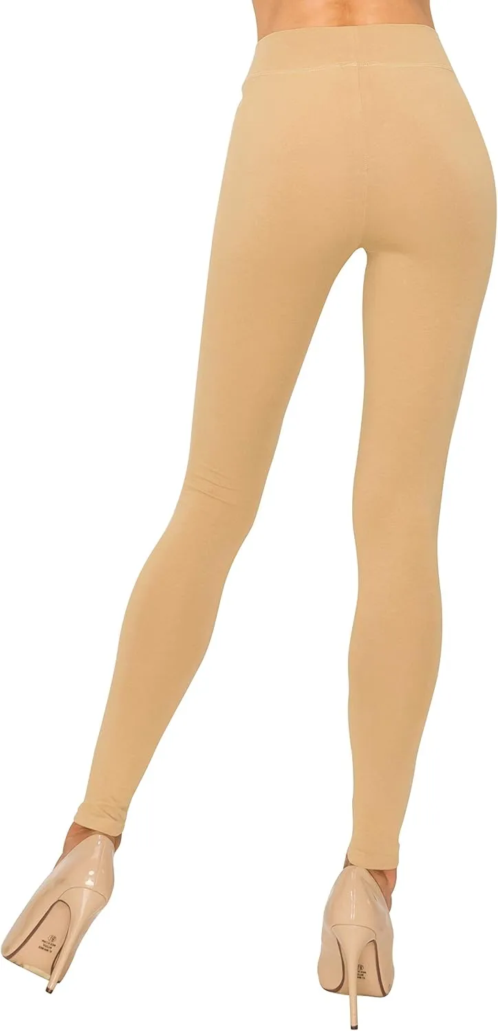 EttelLut Cotton Spandex Basic Leggings Pants-Jersey Full/Capri Regular/Plus Size