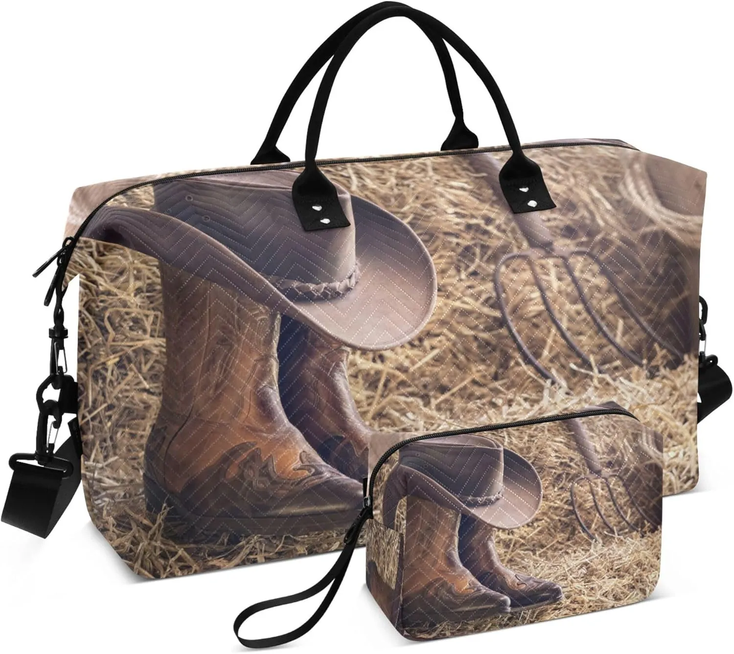 Exnundod Country Music Festival Travel Duffel Bags for Women Cowboy Hat Boots Sports Gym Bag Weekender Carry On Tote Overnight Luggage Duffle Bags