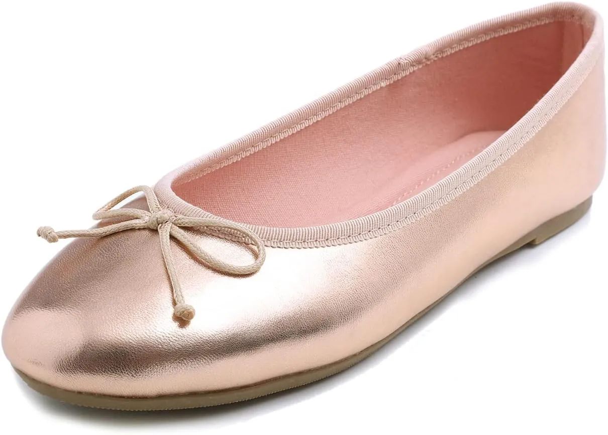 FEVERSOLE Women's Macaroon Colorful Memory Foam Cushion Insock Patent Ballet Flat