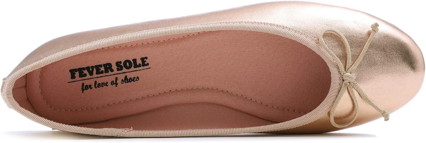 FEVERSOLE Women's Macaroon Colorful Memory Foam Cushion Insock Patent Ballet Flat