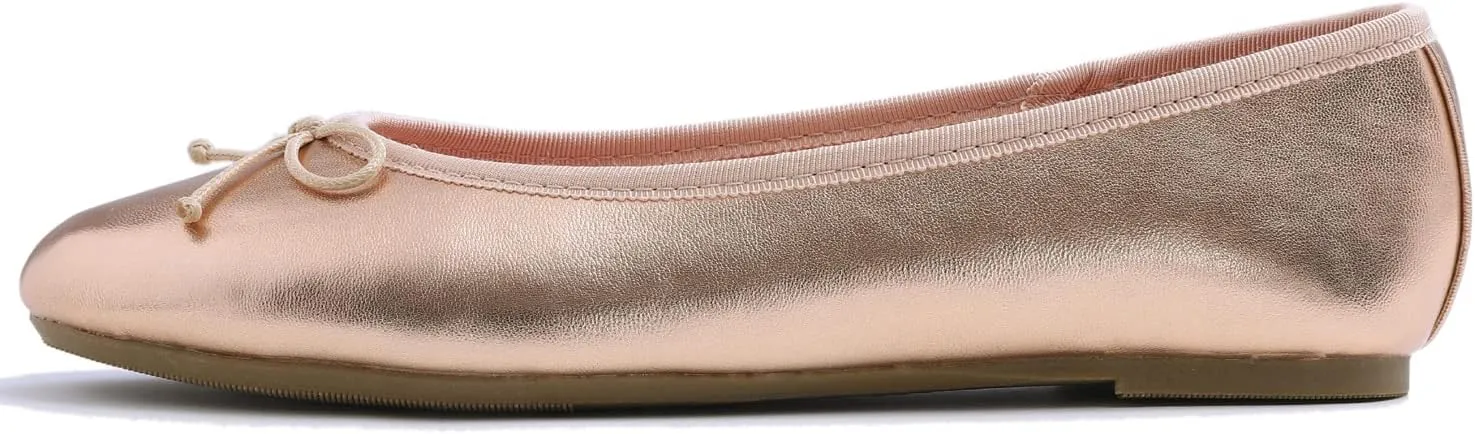 FEVERSOLE Women's Macaroon Colorful Memory Foam Cushion Insock Patent Ballet Flat