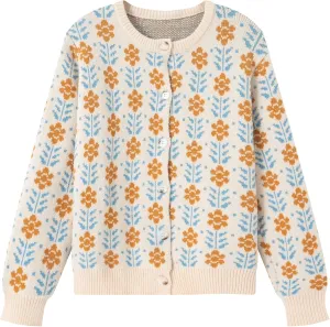 FindThy Women’s Y2K Floral Print Cardigan Long Sleeve Crewneck Button Up Knit Sweater Cardigans