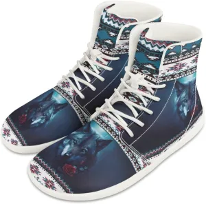 Fire Car Print Hiking Shoes Men Outdoor Athletic Sports Shoes Walking Shoes Trail Running Shoes White Sole
