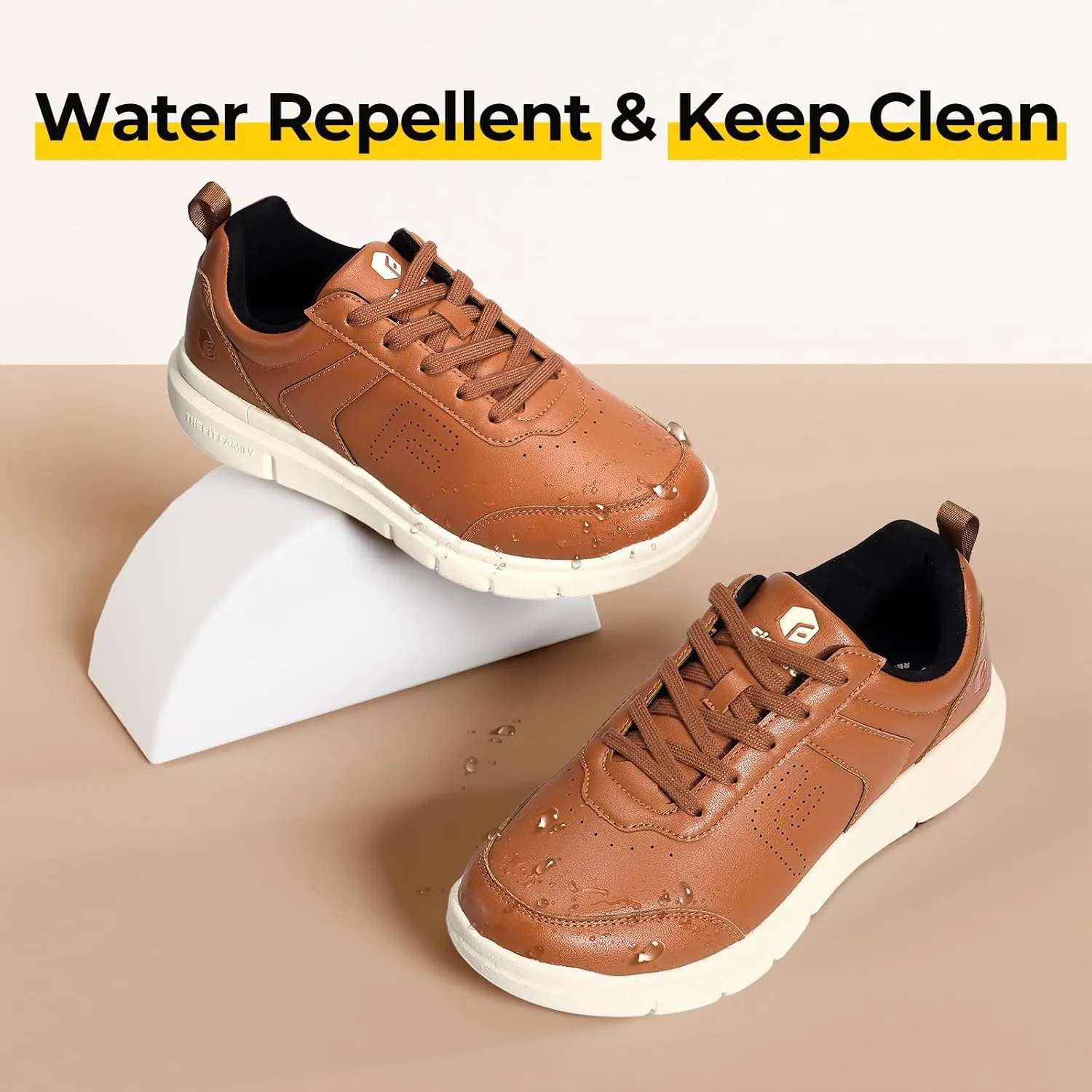 FitVille Extra Wide Men Walking Shoes Wide Dress Sneakers Comfortable Leather Shoes for Men Lightweight Plantar Fasciitis Bunions