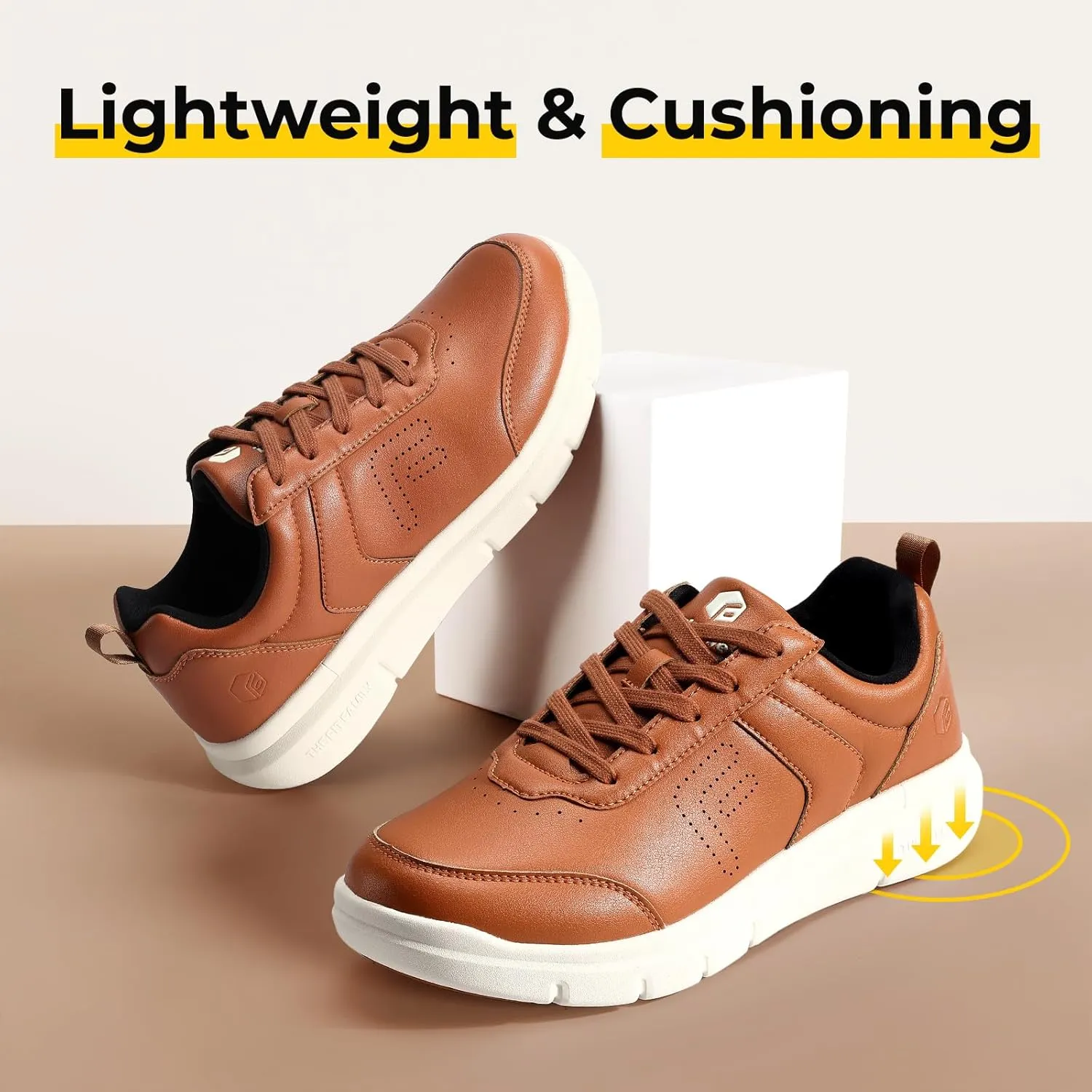 FitVille Extra Wide Men Walking Shoes Wide Dress Sneakers Comfortable Leather Shoes for Men Lightweight Plantar Fasciitis Bunions