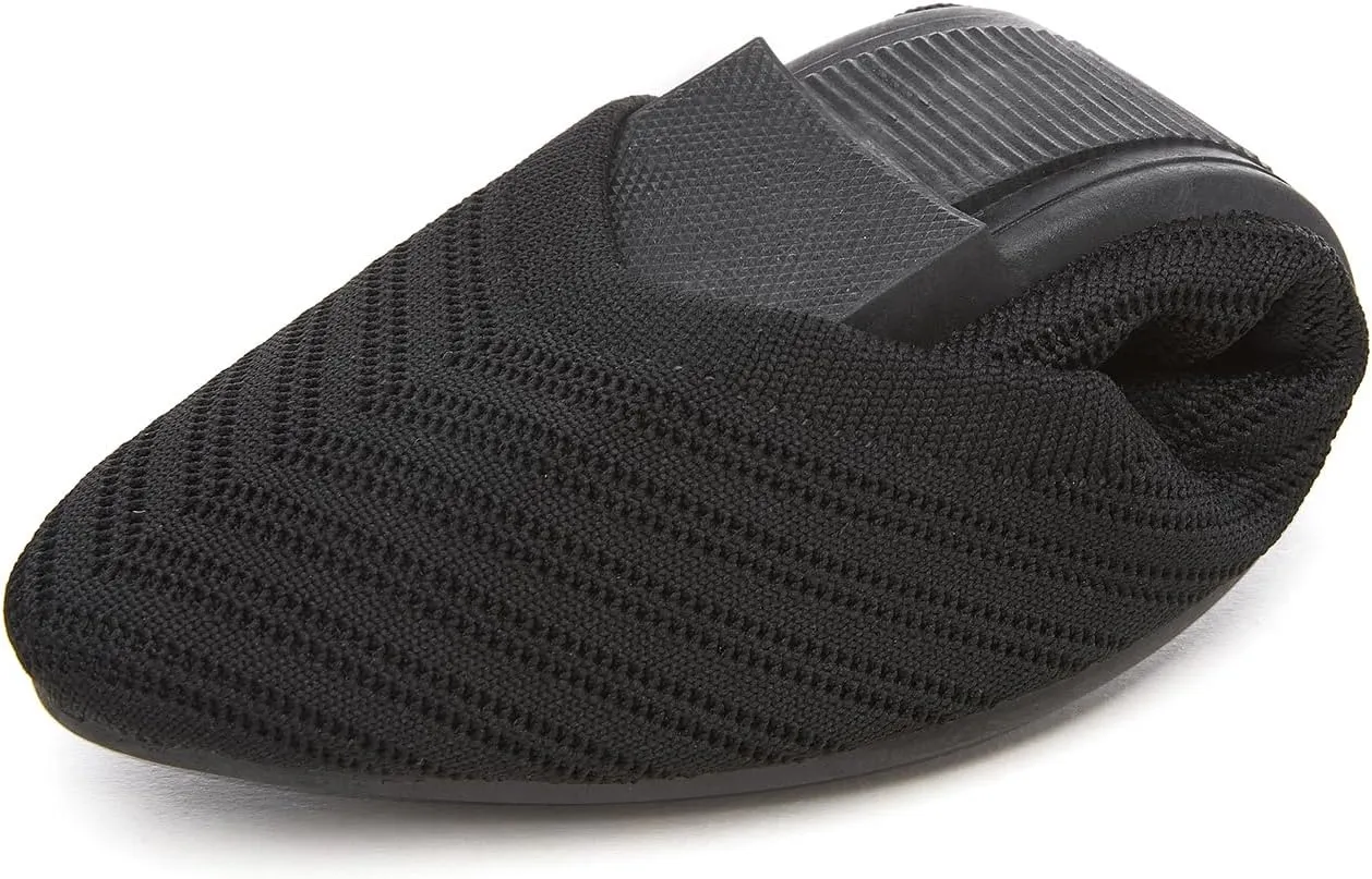 Flats for Women Black Dress Shoes Comfortable Ballet Flats Casual Pointed Foldable Knitted Fashionable Shoes