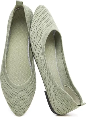 Flats for Women Black Dress Shoes Comfortable Ballet Flats Casual Pointed Foldable Knitted Fashionable Shoes