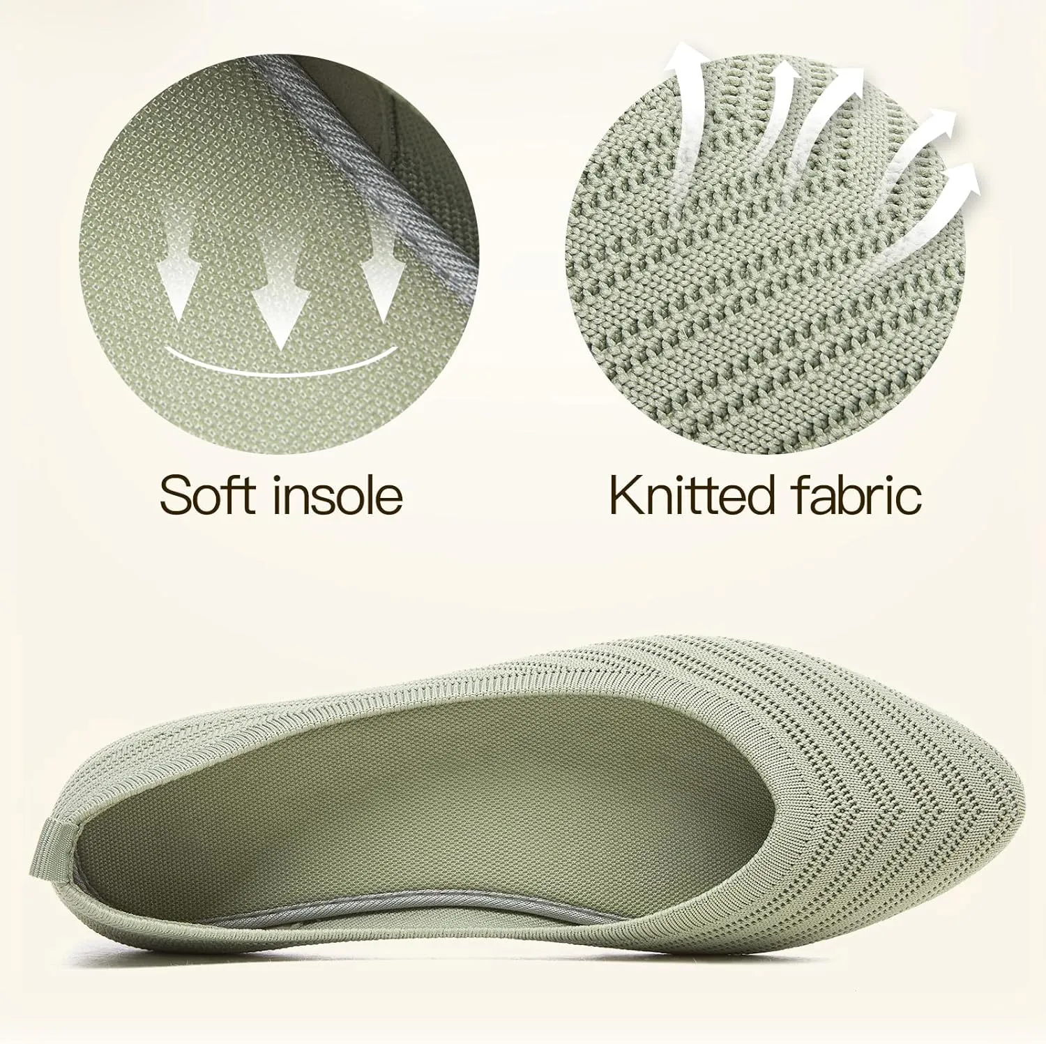 Flats for Women Black Dress Shoes Comfortable Ballet Flats Casual Pointed Foldable Knitted Fashionable Shoes