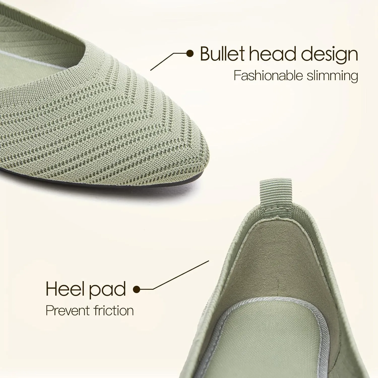 Flats for Women Black Dress Shoes Comfortable Ballet Flats Casual Pointed Foldable Knitted Fashionable Shoes