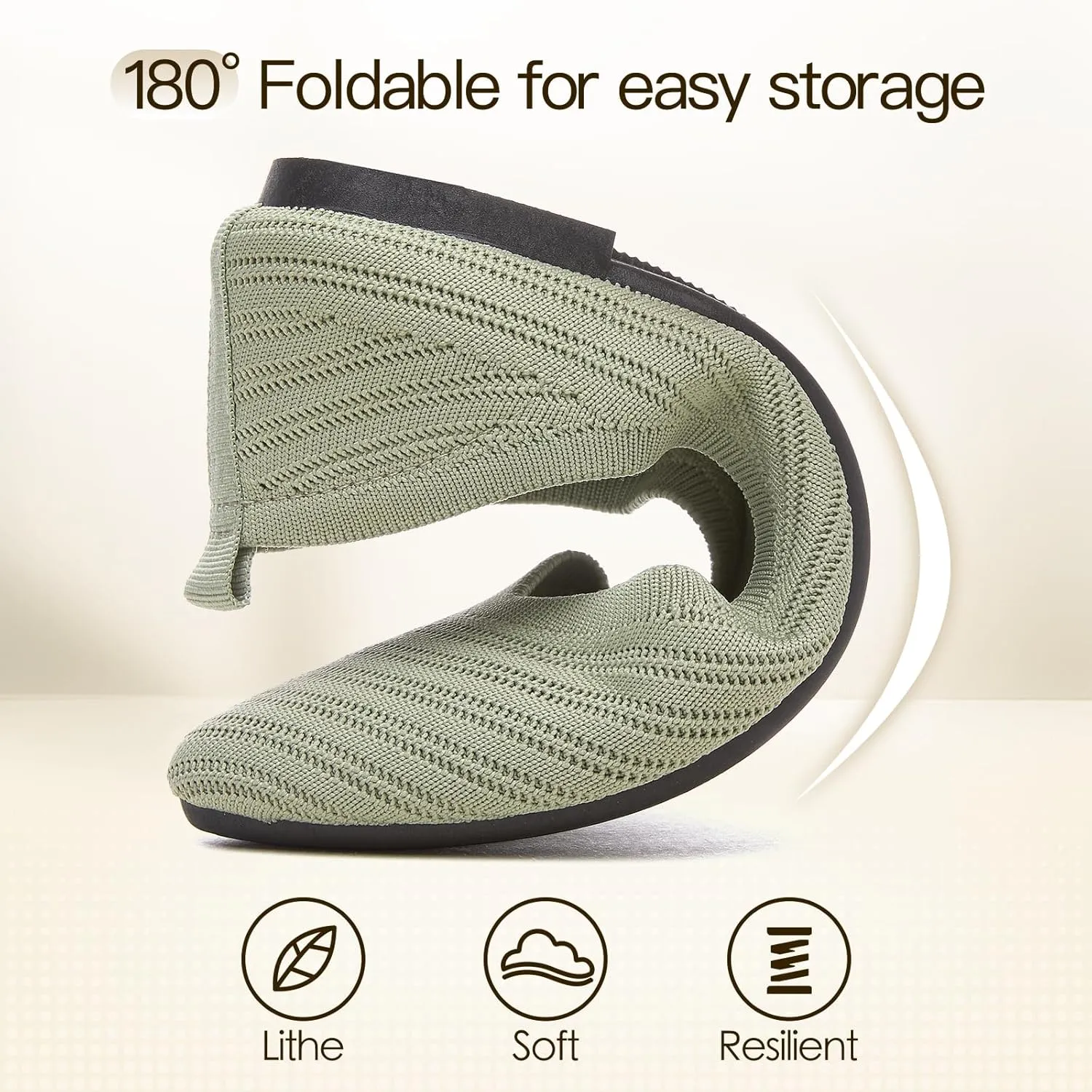 Flats for Women Black Dress Shoes Comfortable Ballet Flats Casual Pointed Foldable Knitted Fashionable Shoes