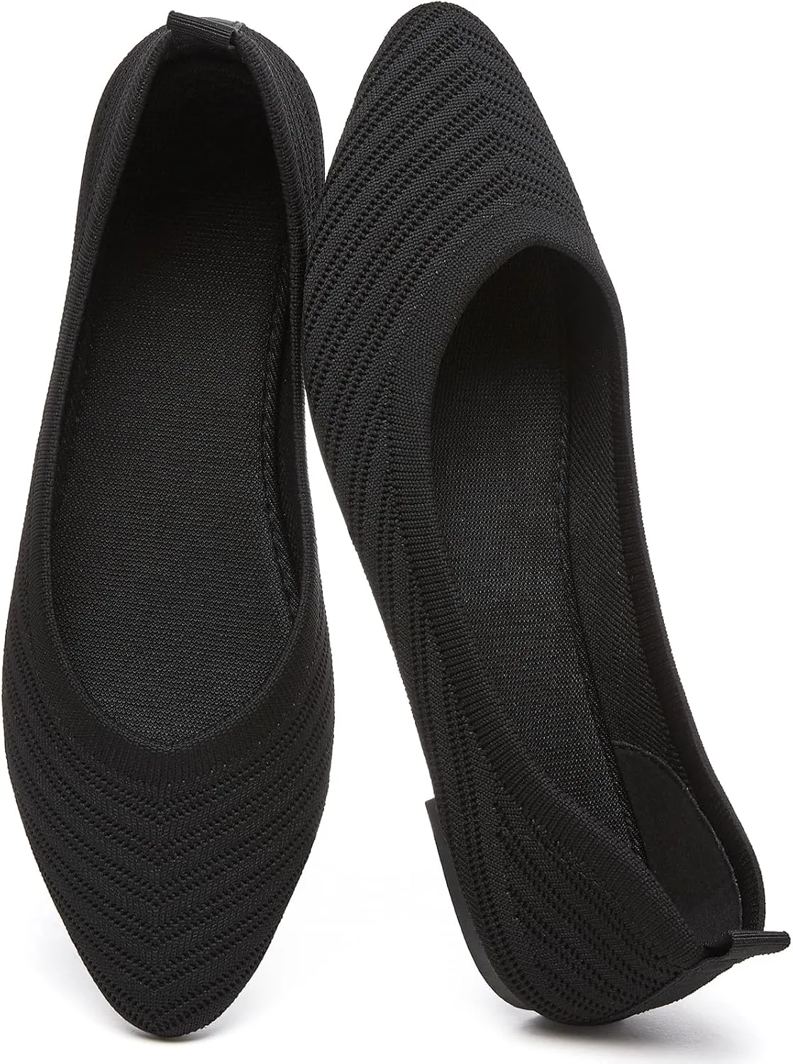 Flats for Women Black Dress Shoes Comfortable Ballet Flats Casual Pointed Foldable Knitted Fashionable Shoes