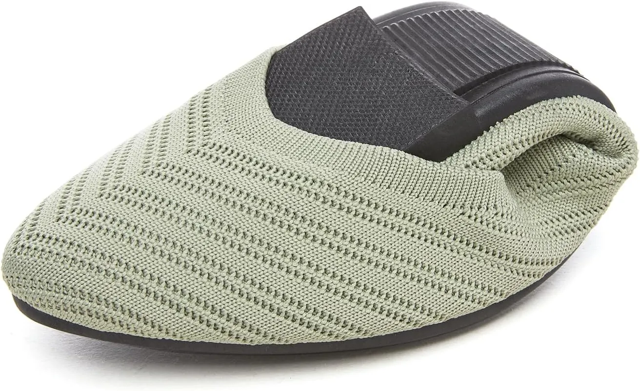 Flats for Women Black Dress Shoes Comfortable Ballet Flats Casual Pointed Foldable Knitted Fashionable Shoes