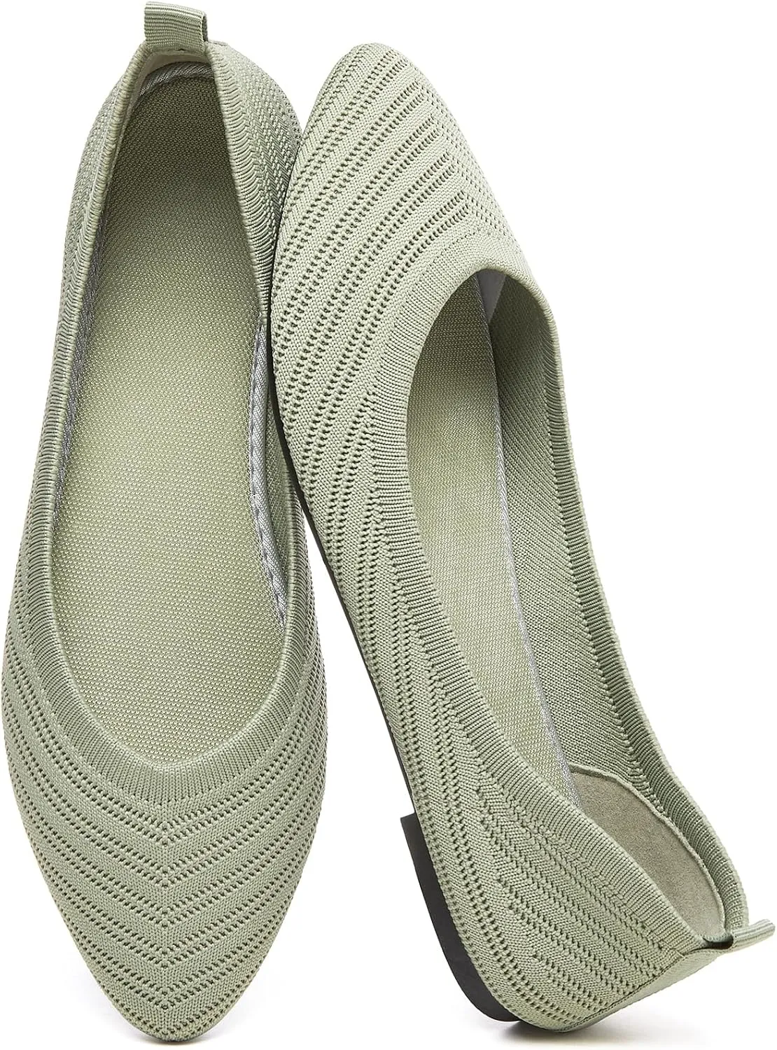 Flats for Women Black Dress Shoes Comfortable Ballet Flats Casual Pointed Foldable Knitted Fashionable Shoes