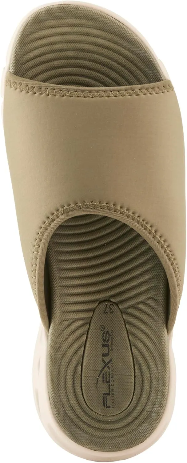 Flexus Women's HALEY Slides – Lycra Slip-On Sandals with Cushioned Footbed and Sporty EVA Outsole