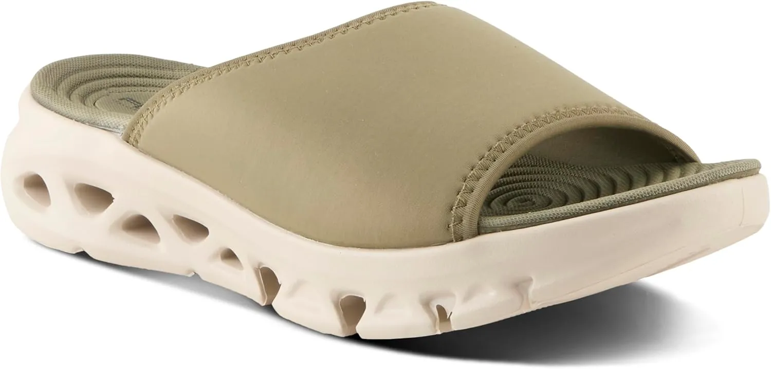Flexus Women's HALEY Slides – Lycra Slip-On Sandals with Cushioned Footbed and Sporty EVA Outsole