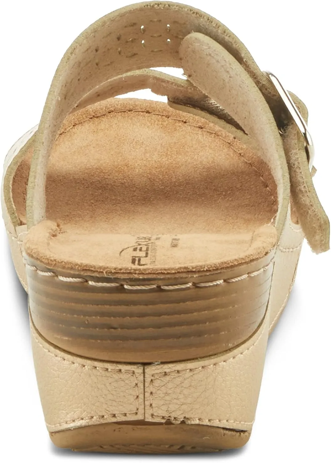 Flexus Women's Thrume Slide Sandals – Stylish Double Strap with Buckle Accents, Leather Insole & Anti-Shock Slip-Resistant Sole