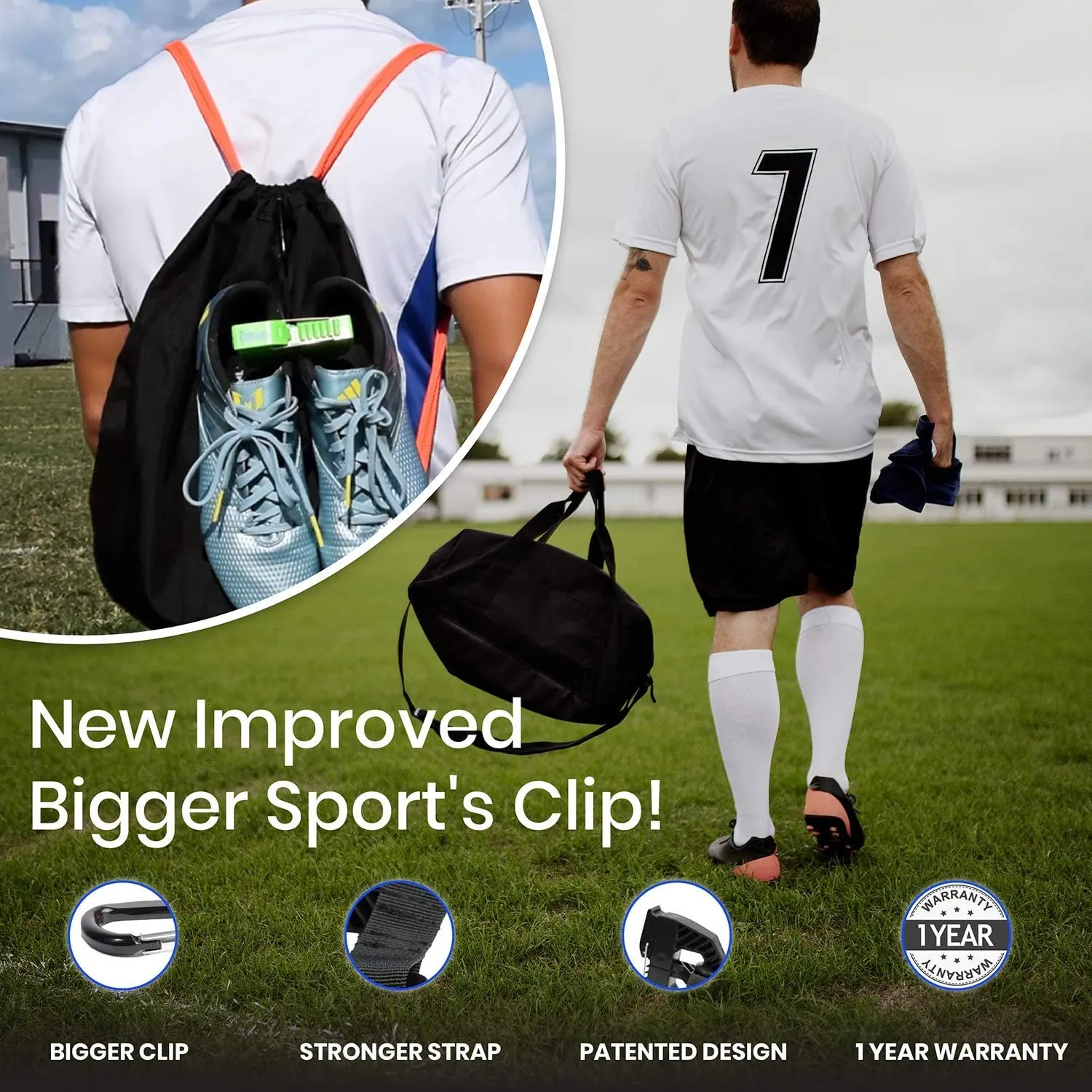 Footwear Clip, Shoe Bag, Hang Extra Shoes Cleats Boots or Gear on Your Bag.