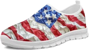 Forchrinse American Flag Sea Turtle Print Womens Flat Shoes Slip on Loafers Lightweight Patriotic Walking Shoes for Men Comfort Art Support Sneakers Breathable