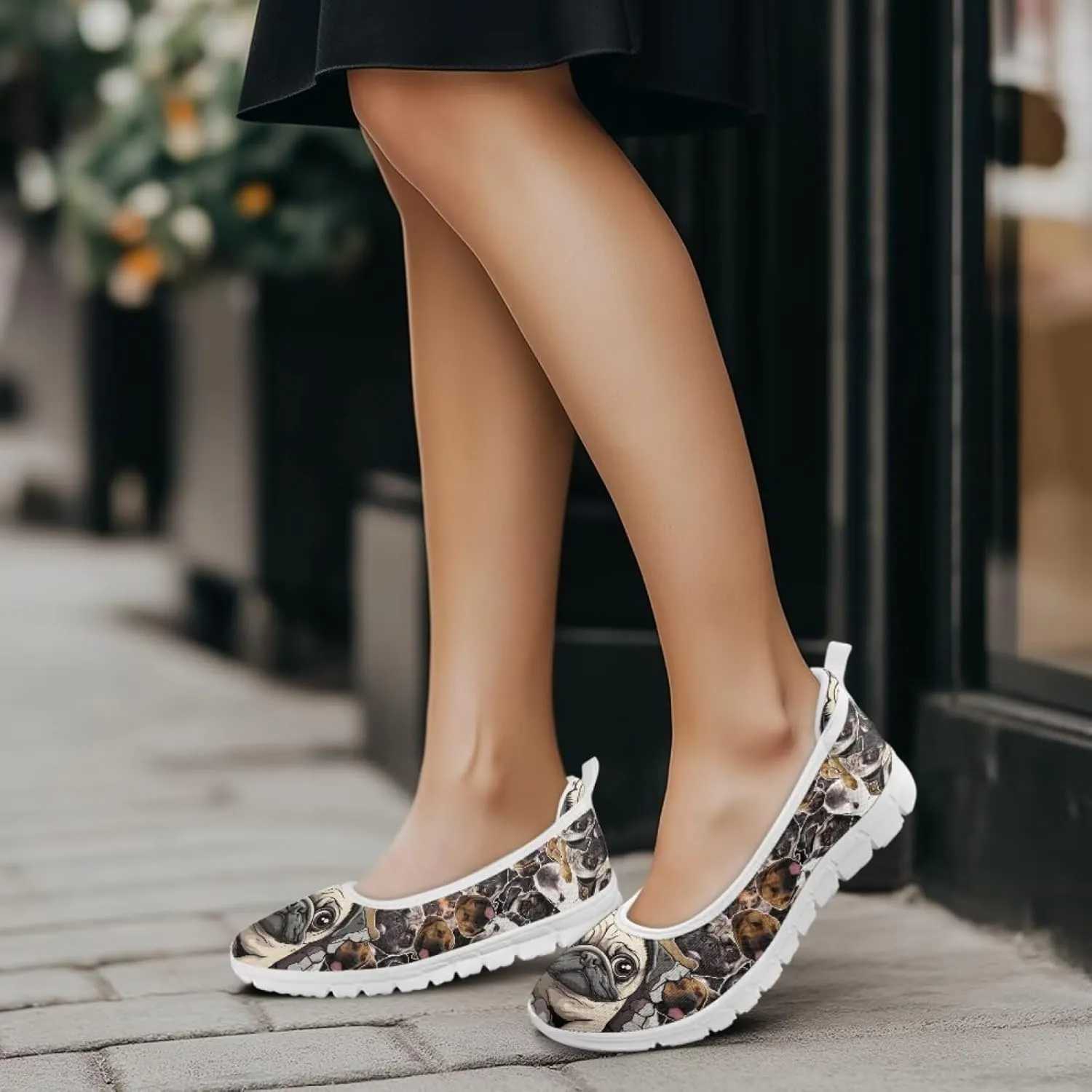 Forchrinse Colorful Cat Books Print Women’s Flats Soft Slip on Walking Shoes Round Toe Ballet Flats Comfortable Dress Work Shoes
