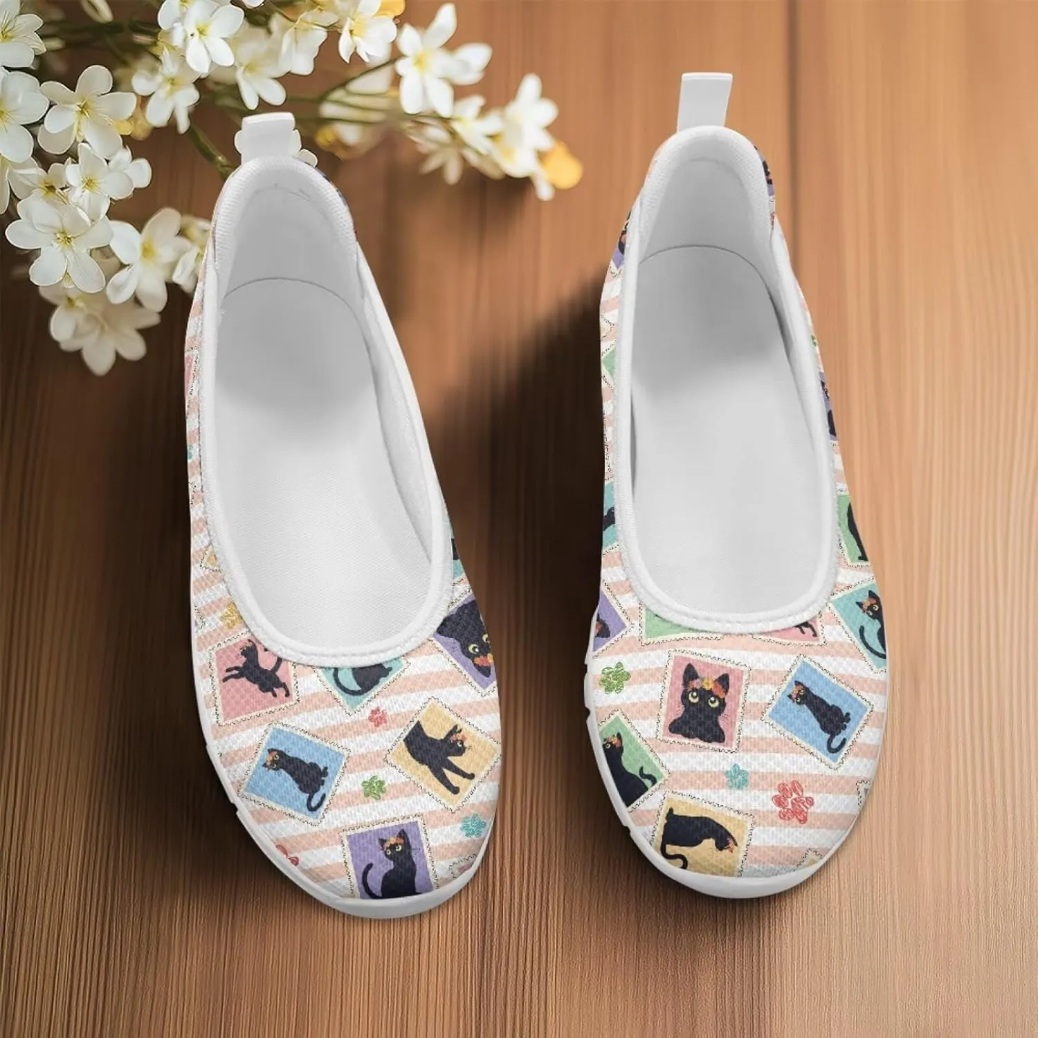 Forchrinse Colorful Palm Print Womens Slip on Walking Loafer Shoes Casual Comfy Dressy Shoes Ballet Flat Lightweight US5.5