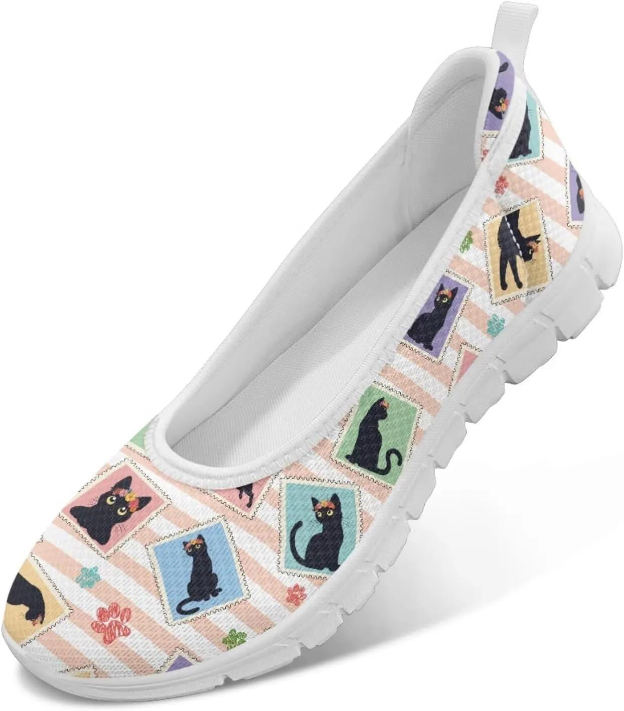 Forchrinse Colorful Palm Print Womens Slip on Walking Loafer Shoes Casual Comfy Dressy Shoes Ballet Flat Lightweight US5.5