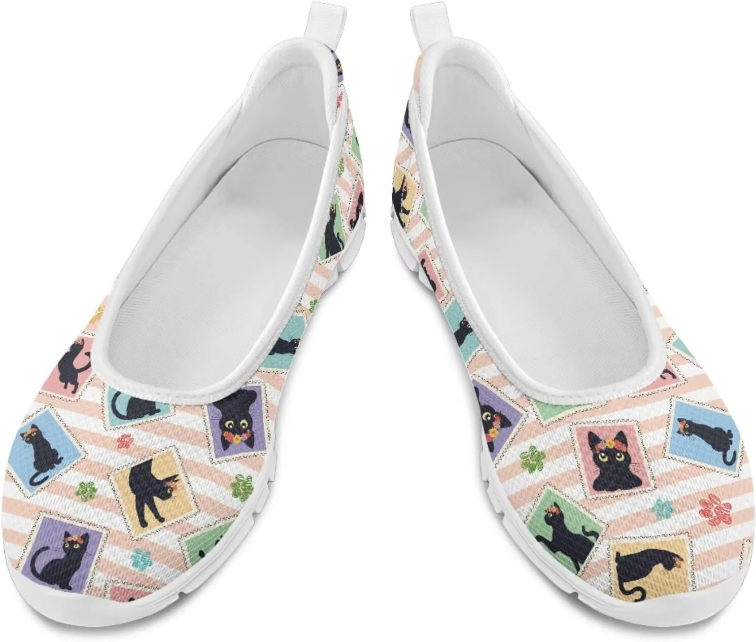 Forchrinse Colorful Palm Print Womens Slip on Walking Loafer Shoes Casual Comfy Dressy Shoes Ballet Flat Lightweight US5.5