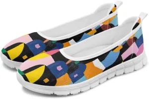 Forchrinse Vintage Style Dress Flats for Women Shark Print Slip on Sneakers Low Heel Walking Shoes Comfortable Ballet Yoga Shoes Hands Free