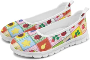 Forchrinse Vintage Style Dress Flats for Women Shark Print Slip on Sneakers Low Heel Walking Shoes Comfortable Ballet Yoga Shoes Hands Free