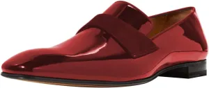 FSJ Men's Square Toe Slip-On Loafers Patent Leather Strap Across Comfortable Casual Formal Wedding Tuxedo Shoes Size 4-16 US