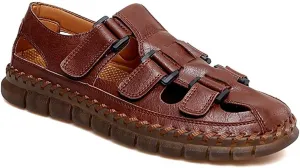 GEXECEUSS Sandals for Men Closed Toe Leather Sport Sandals Fisherman Sandals Outdoor Casual Walking Sandals Summer Water Shoes Beach Wading Shoes