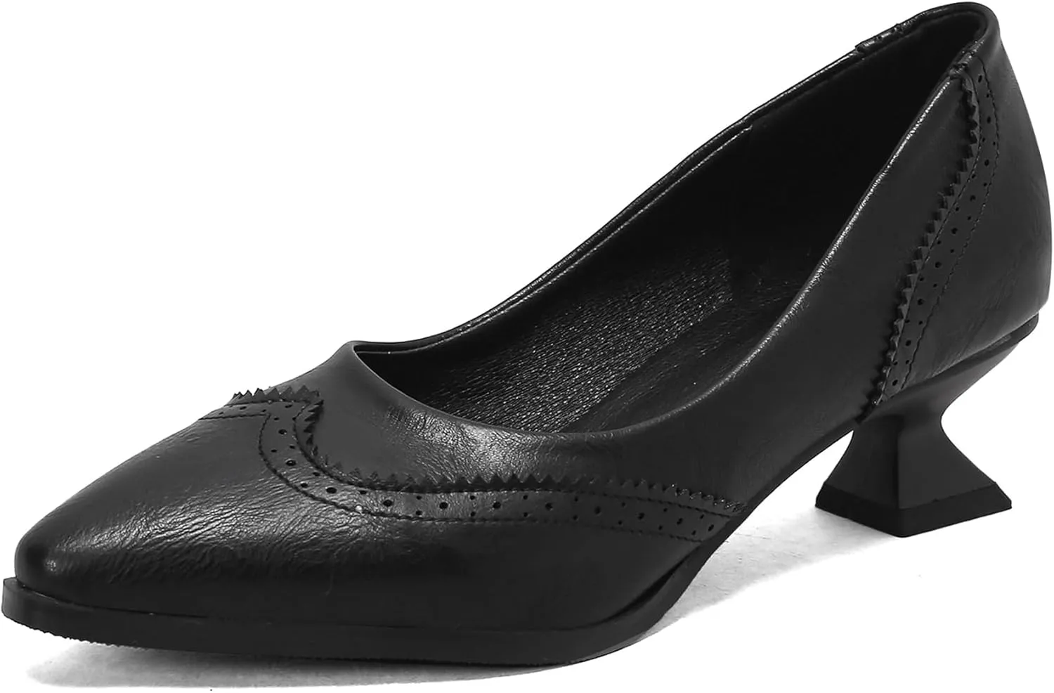 Gicoiz Women Comfy Low Kitten Heel Loafers Office Brogue Pumps
