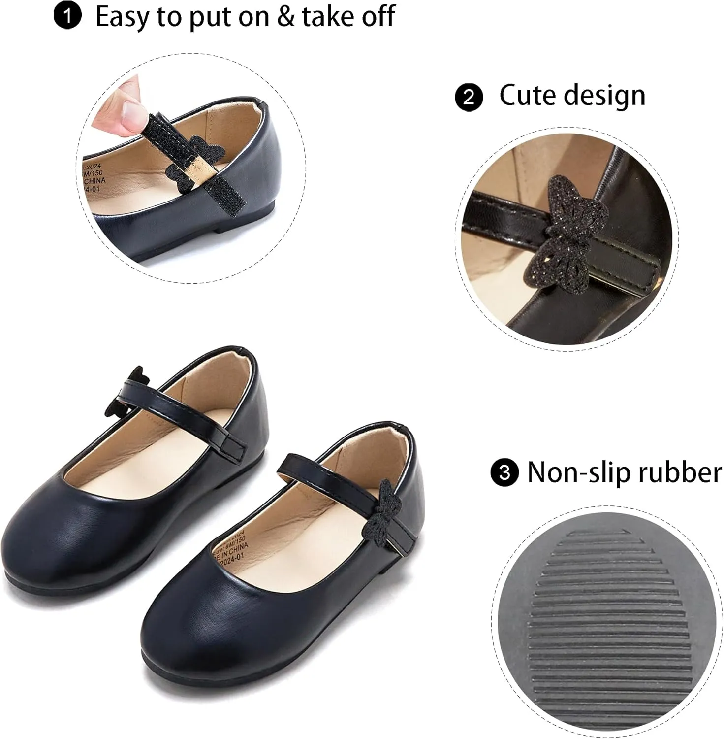 GINFIVE Toddler Girls Dress Shoes Little Girls Mary Janes Ballerina Flats Shoes Toddler