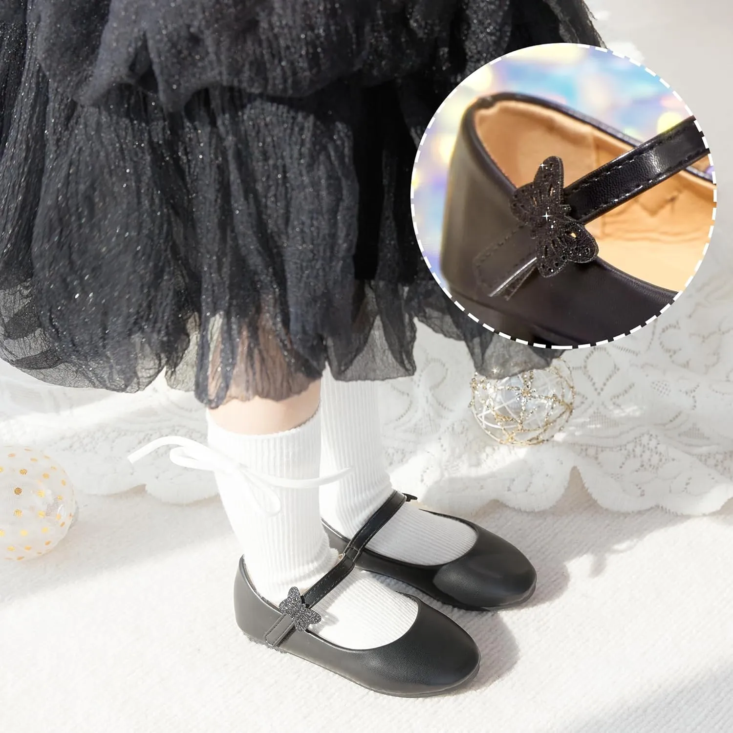 GINFIVE Toddler Girls Dress Shoes Little Girls Mary Janes Ballerina Flats Shoes Toddler