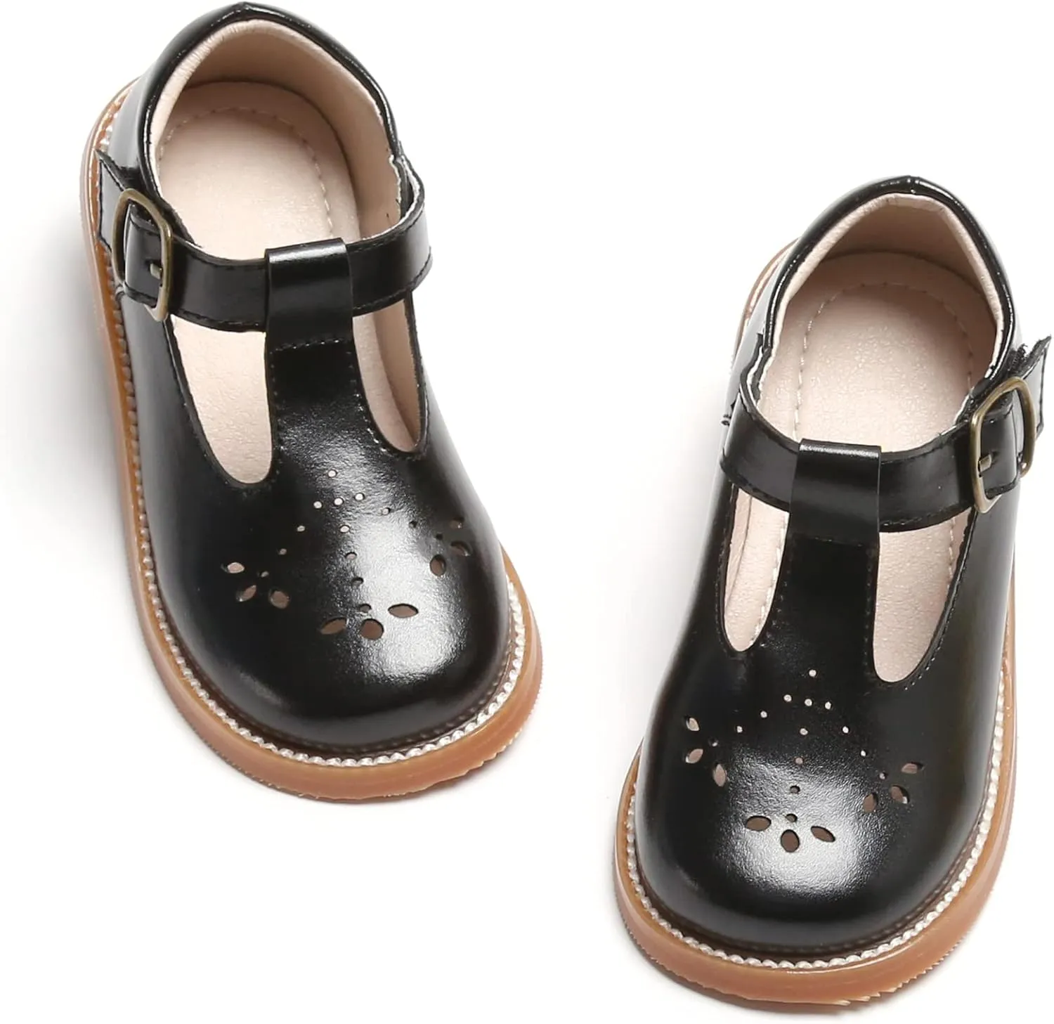 GINFIVE Toddler Girls Dress Shoes Little Kids Flats School Mary Janes Shoes