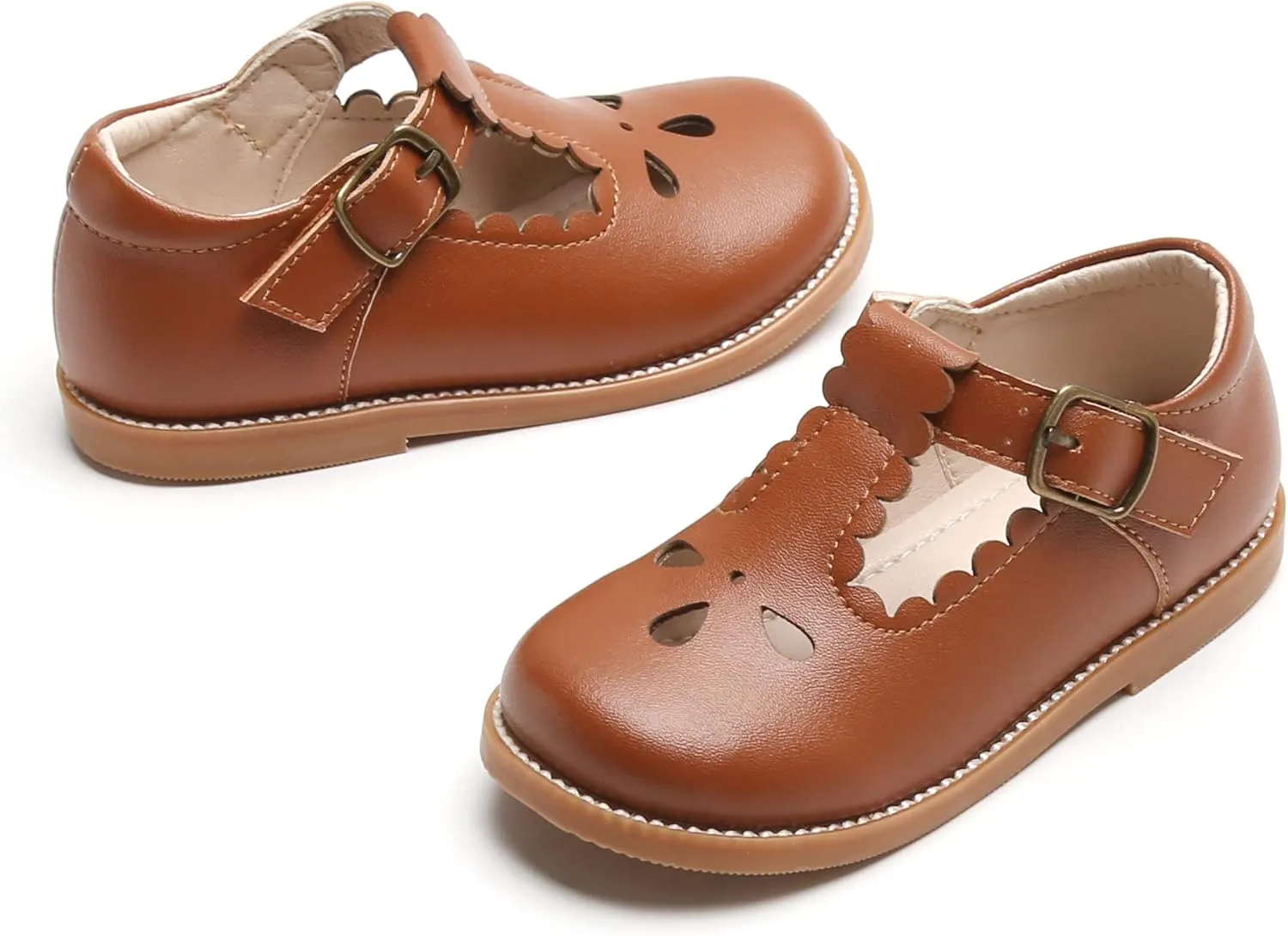 GINFIVE Toddler Girls Dress Shoes Little Kids Flats School Mary Janes Shoes