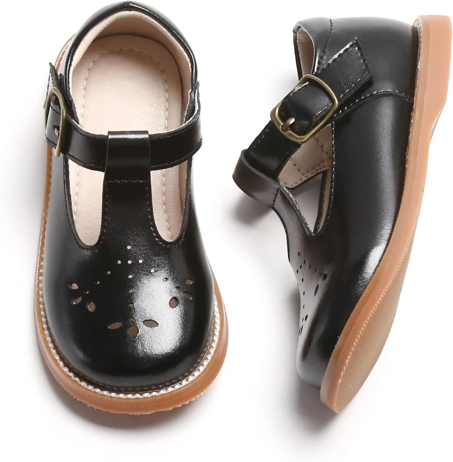 GINFIVE Toddler Girls Dress Shoes Little Kids Flats School Mary Janes Shoes