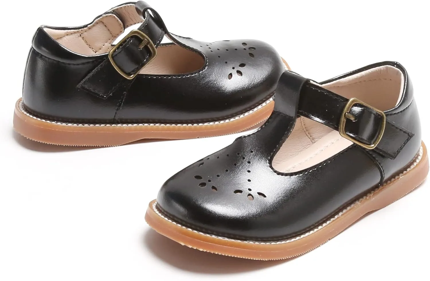 GINFIVE Toddler Girls Dress Shoes Little Kids Flats School Mary Janes Shoes