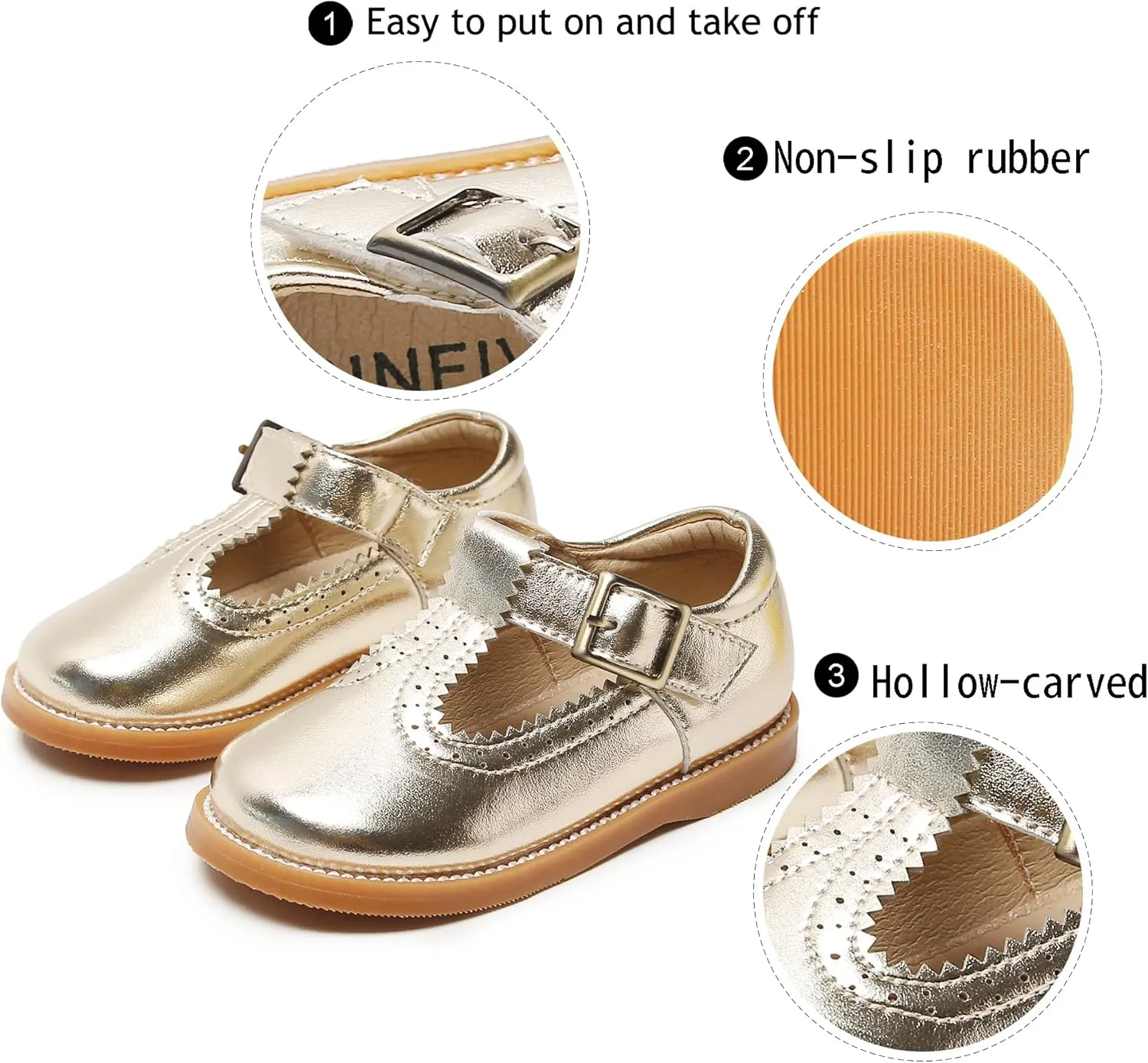GINFIVE Toddler Little Girls Mary Janes Flats Girls Dress Shoes Kids Shoes