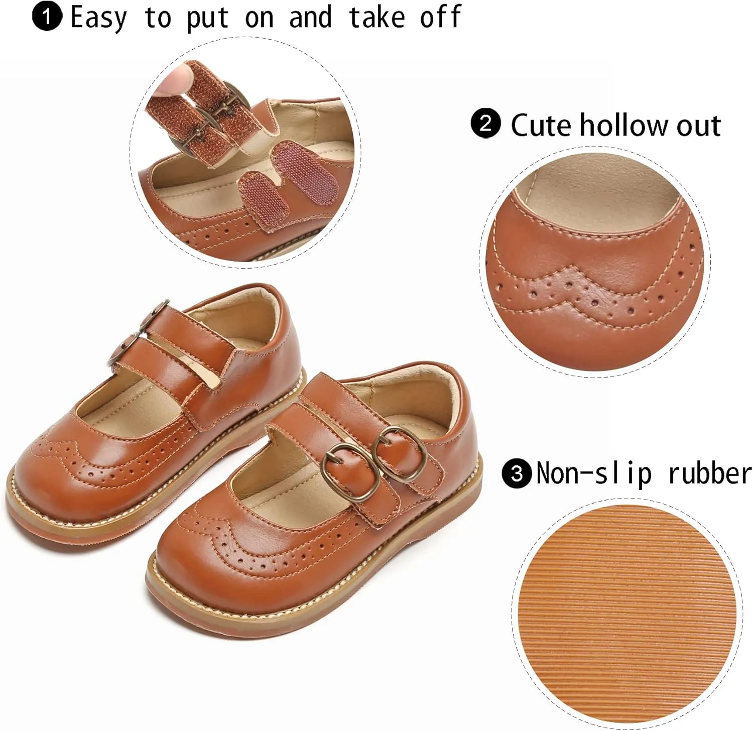 GINFIVE Toddler Little Girls Mary Janes Flats Girls Dress Shoes Kids Shoes