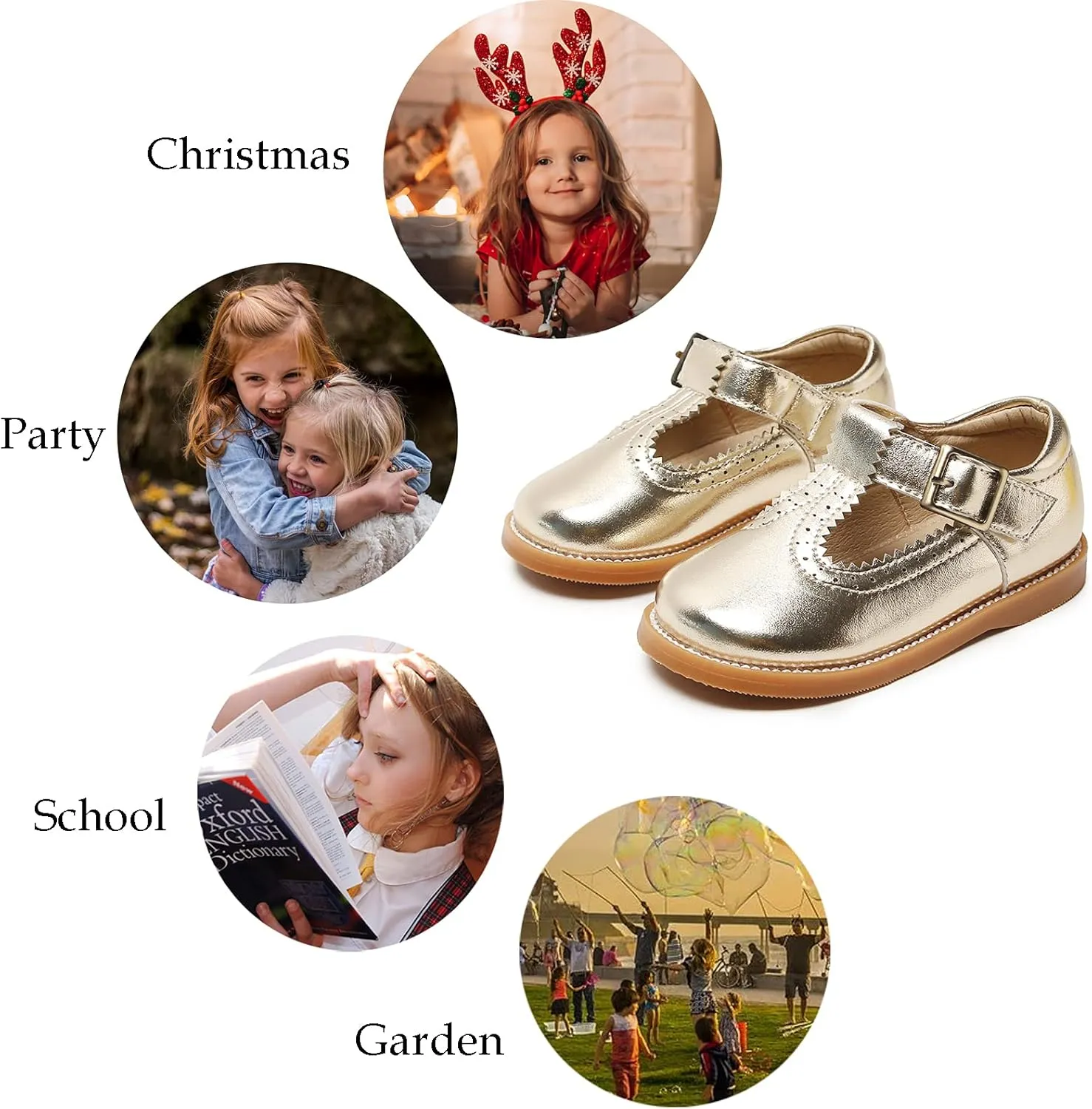 GINFIVE Toddler Little Girls Mary Janes Flats Girls Dress Shoes Kids Shoes