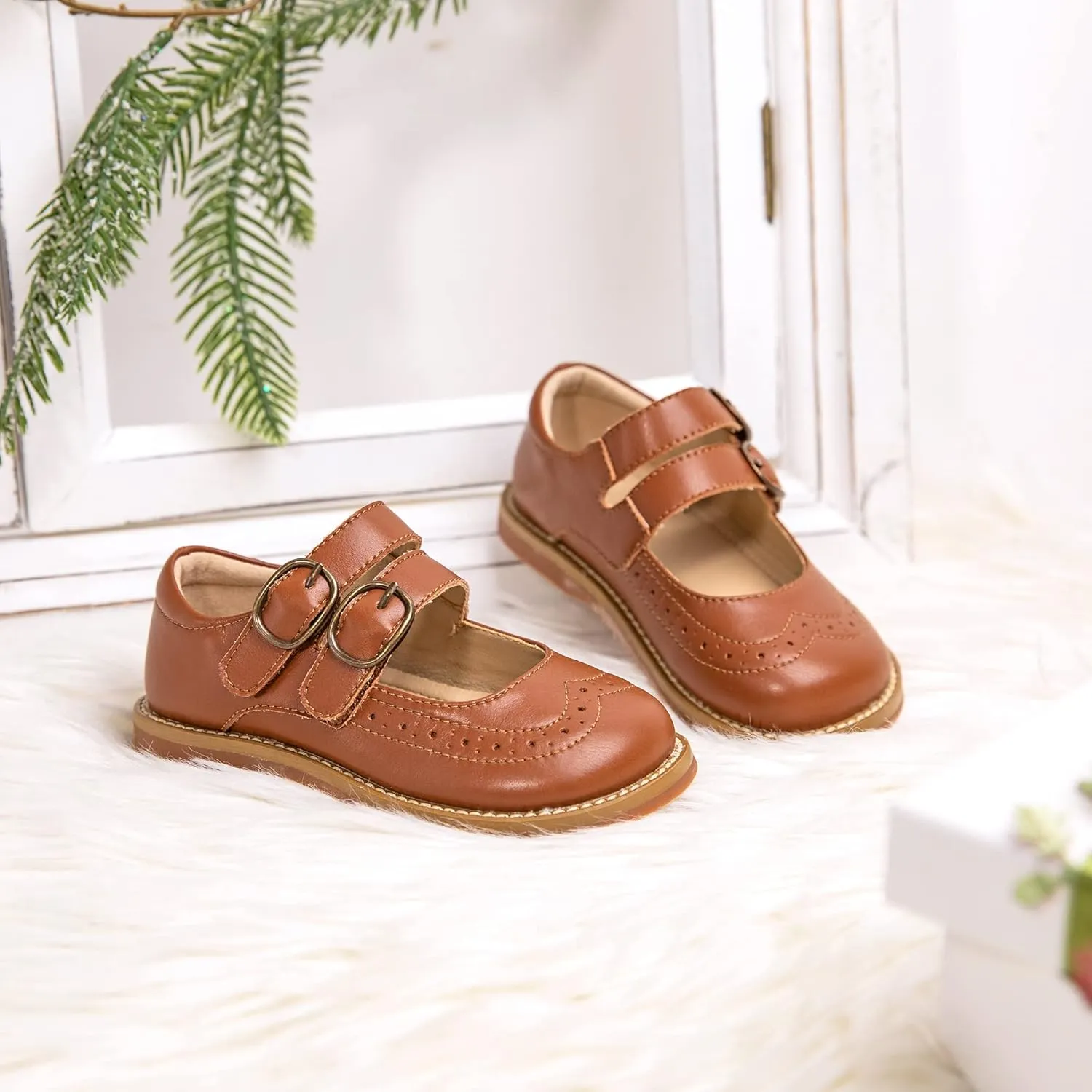 GINFIVE Toddler Little Girls Mary Janes Flats Girls Dress Shoes Kids Shoes