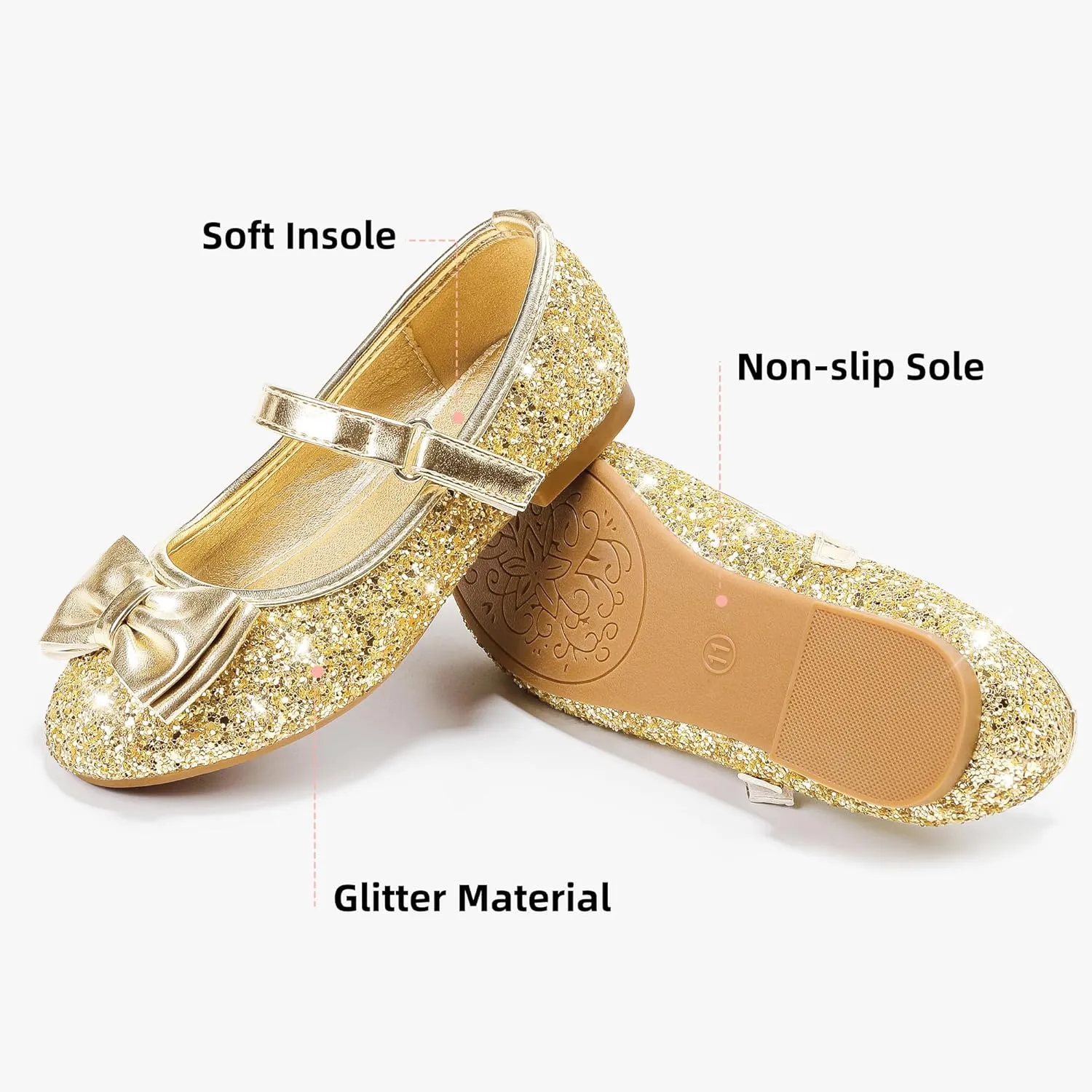 Girls Dress Shoes Princess Shoes Flower Girls Flats Party Wedding Toddler Little Big Kid