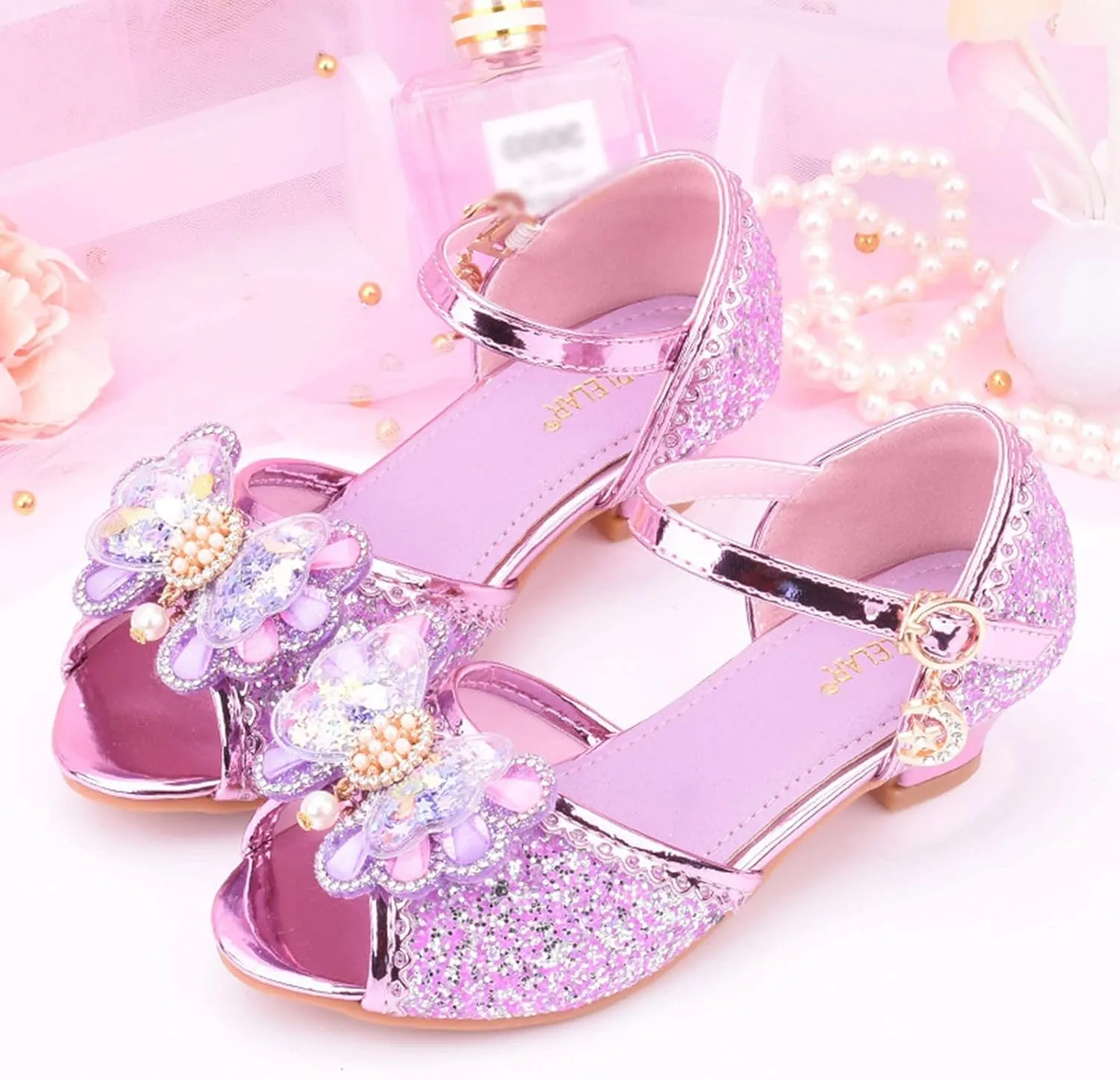 Girls Dress Shoes Toddler Bow Party Wedding Pumps Open Toe High Heels for Girls Toddler Kids Infant