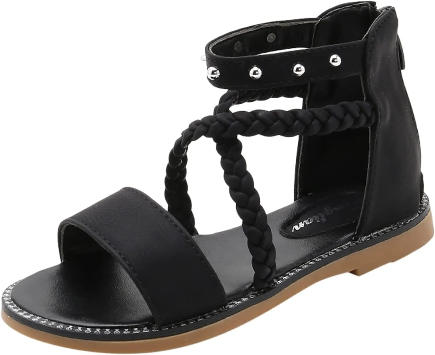 Girls Vintage Roman Sandals Kids Strappy High Top Soft Sole Beach Shoes Flat Open Toe Sandals Toddler Slippers