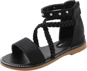 Girls Vintage Roman Sandals Kids Strappy High Top Soft Sole Beach Shoes Flat Open Toe Sandals Toddler Slippers