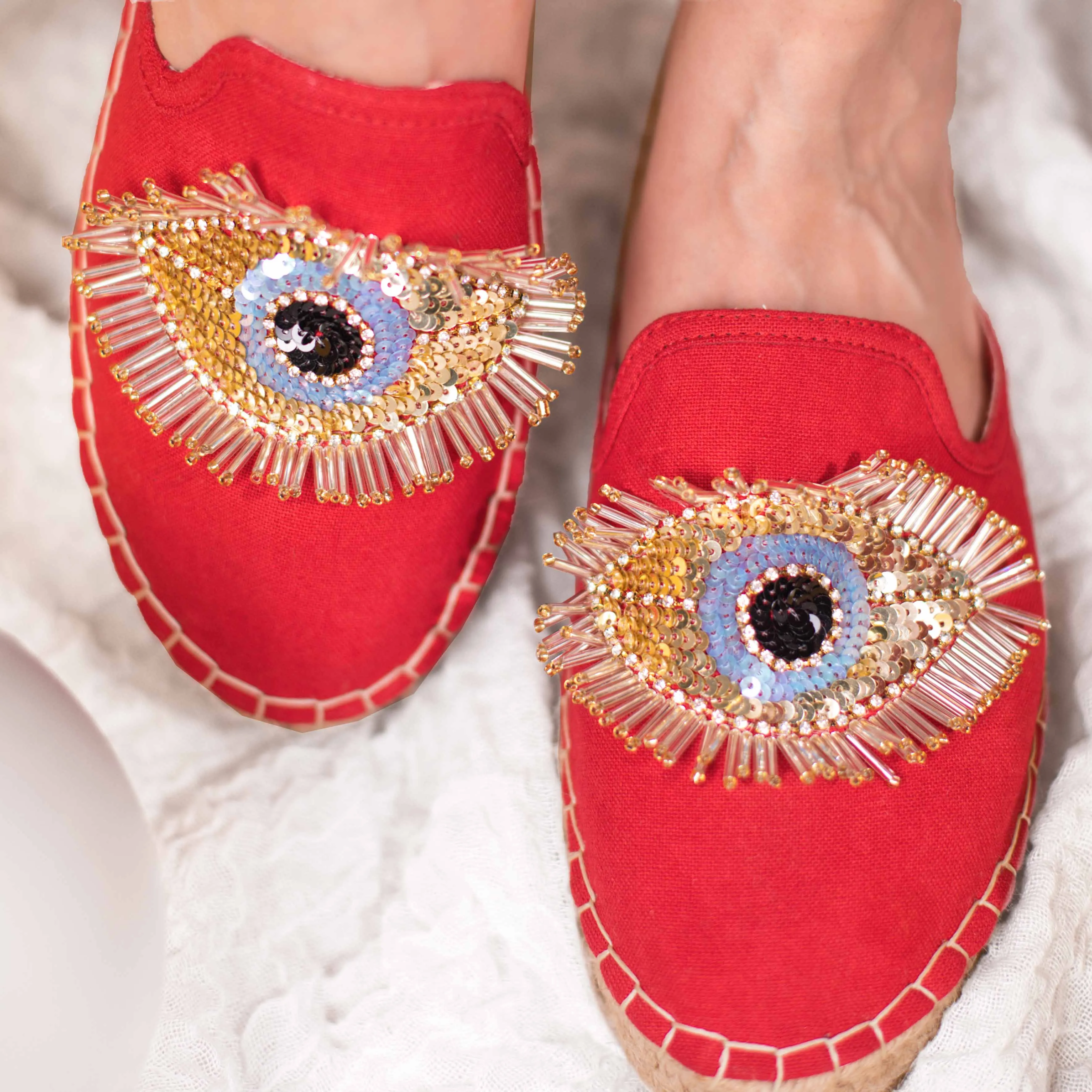 Glare Espadrilles Crimson Evil-Eye Flat