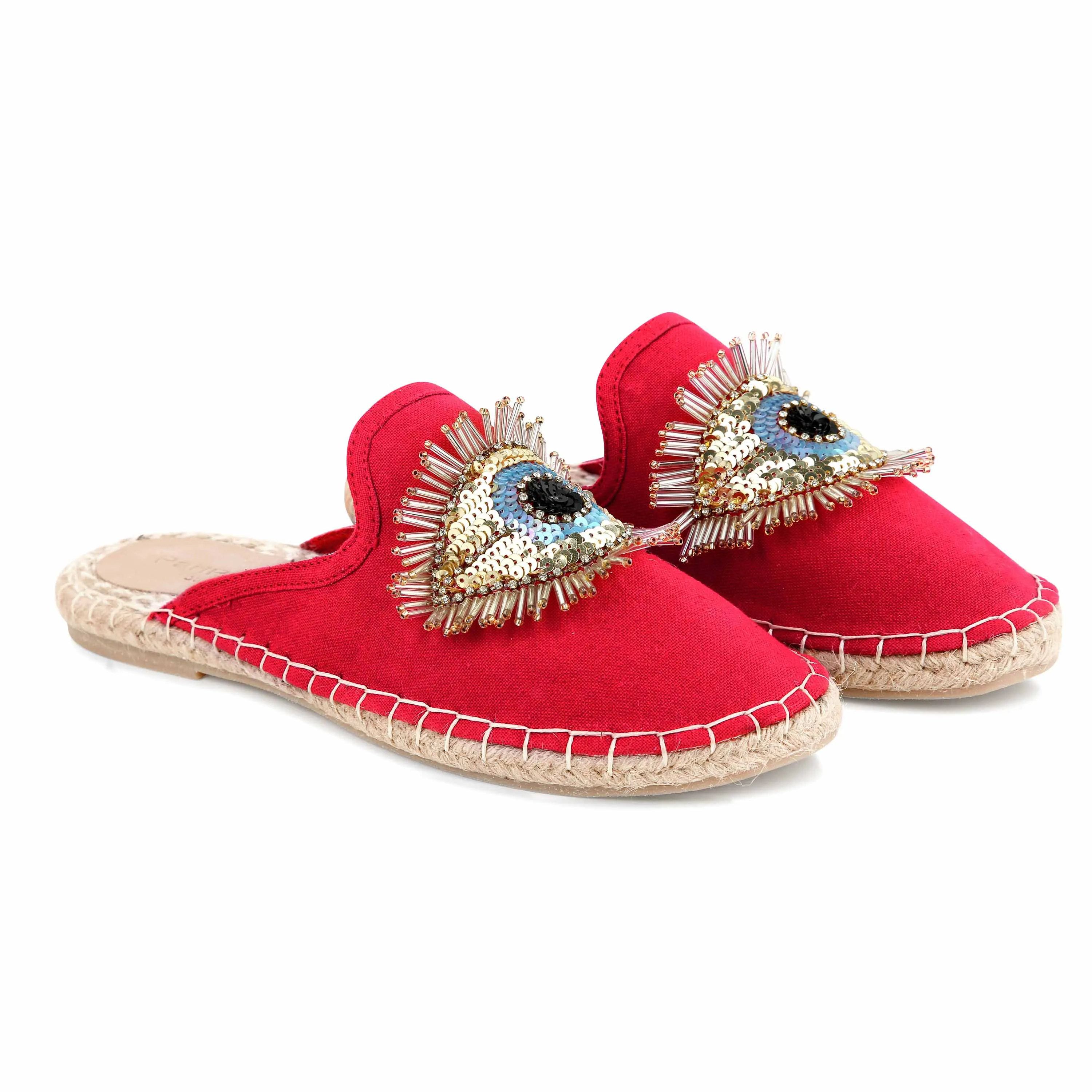 Glare Espadrilles Crimson Evil-Eye Flat