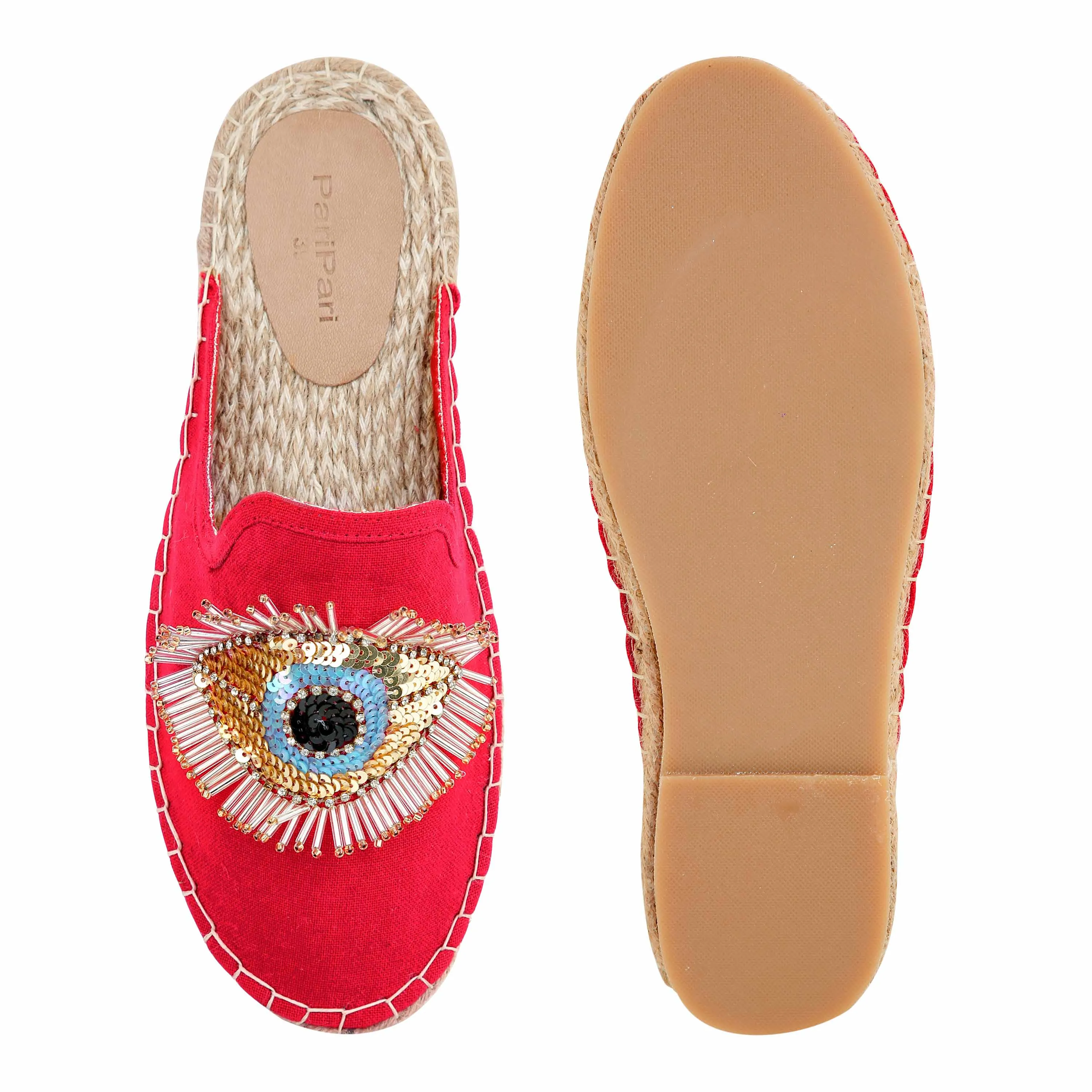 Glare Espadrilles Crimson Evil-Eye Flat