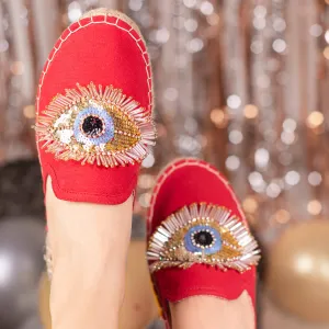 Glare Espadrilles Crimson Evil-Eye Flat